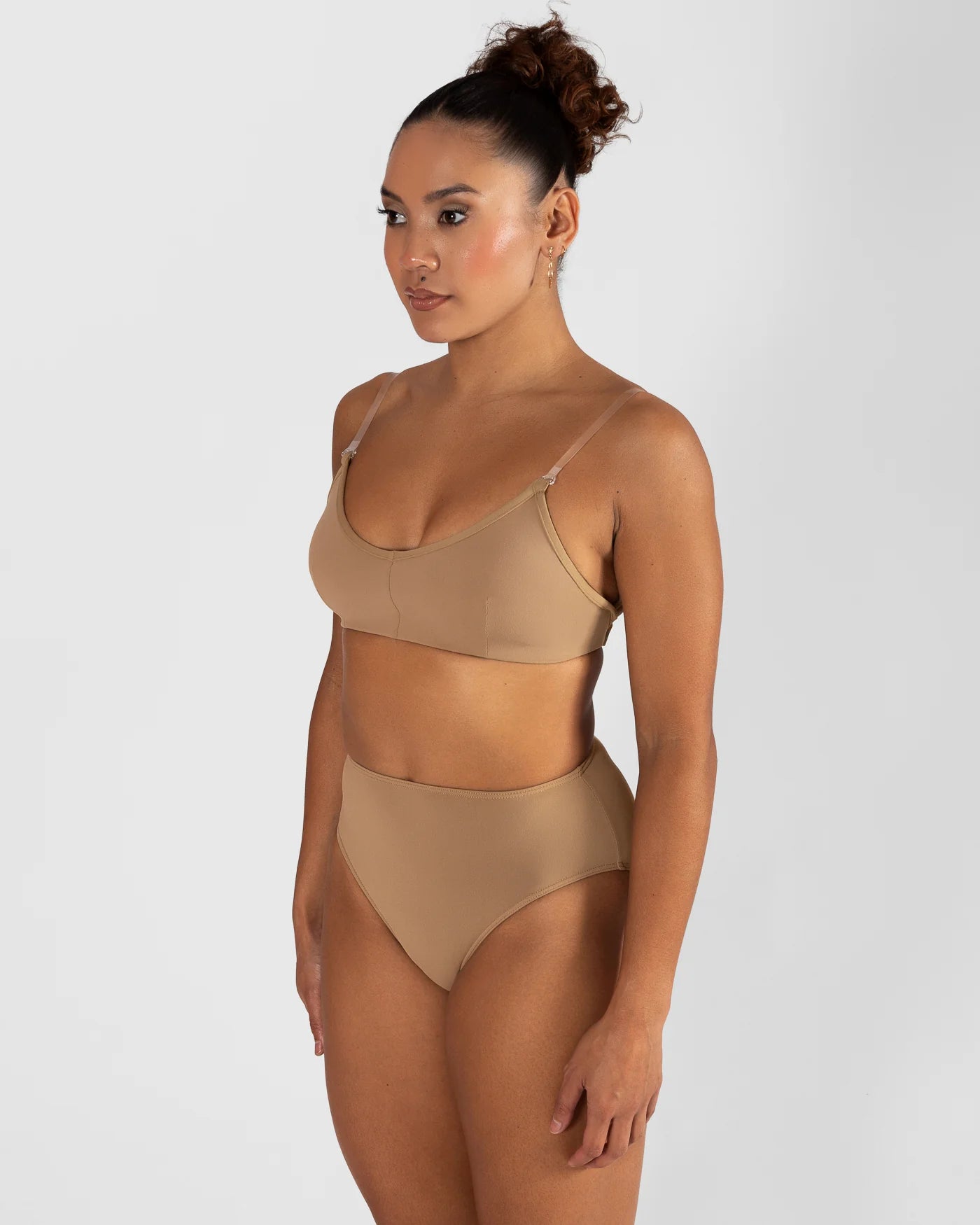 Energetiks Clear Back Bra with Cups - Tan