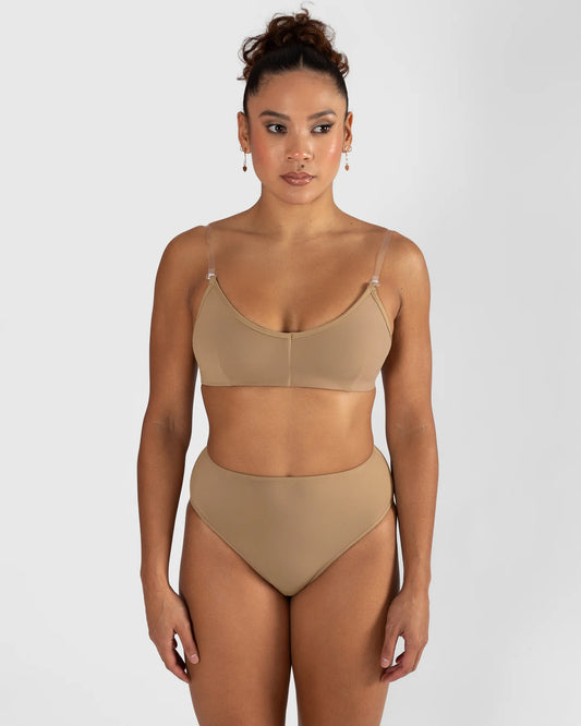 Energetiks Clear Back Bra with Cups - Tan