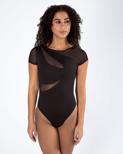 Energetiks Delta Cap Sleeve Leotard - Black