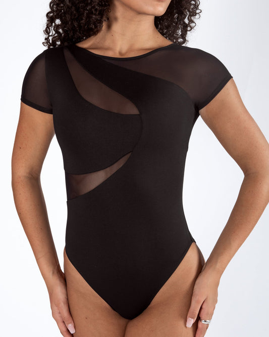 Energetiks Delta Cap Sleeve Leotard - Black